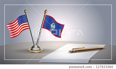 Small national flag of United States (USA) and Guam flag Relation, Template Vector Illustration 127831060