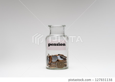Image of coins and pension in a jar Image of coins and pension in a jar 127831138