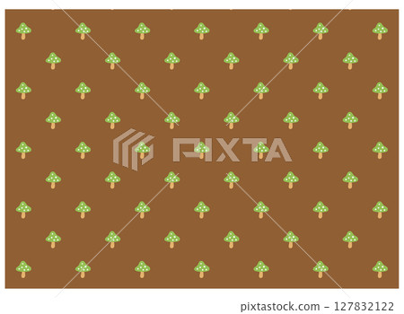 Simple and cute green mushroom pattern material - brown Simple and cute green mushroom pattern material - brown 127832122