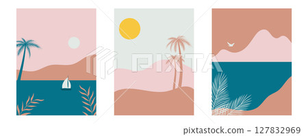 minimalistic summer posters 127832969