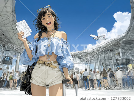 Illustration material of a woman traveling abroad Illustration material of a woman traveling abroad 127833002