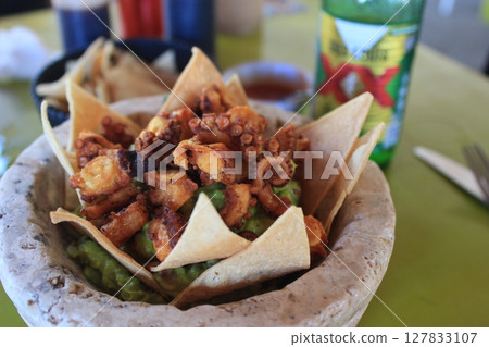 Mexico! The Tulum ruins, with their beautiful contrast with the Caribbean Sea, and Gran Cenote, with its beautiful curtain of light, in Cancun 127833107
