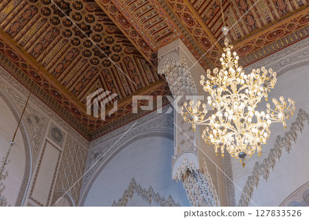 Luxurious chandelier at Hassan II Mosque. Casablanca. Morocco. Luxurious chandelier at Hassan II Mosque. Casablanca. Morocco. 127833526