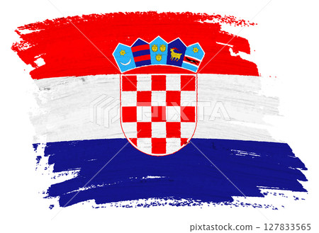 Croatia flag background paint splash brushstroke 127833565