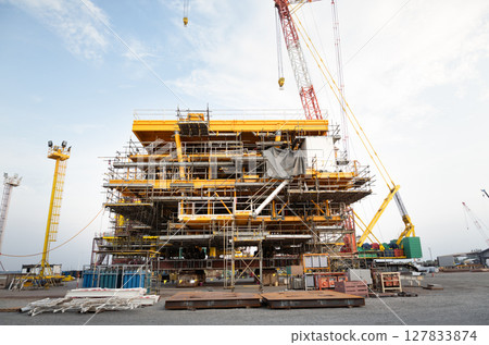 Oil rig construction for exploration and drilling crude oil. Oil rig construction for exploration and drilling crude oil. 127833874