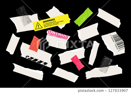 Vector Paper Bits And Sticky Tape Set 127833907