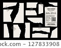 White Torn Paper Pieces Vector Set 127833908