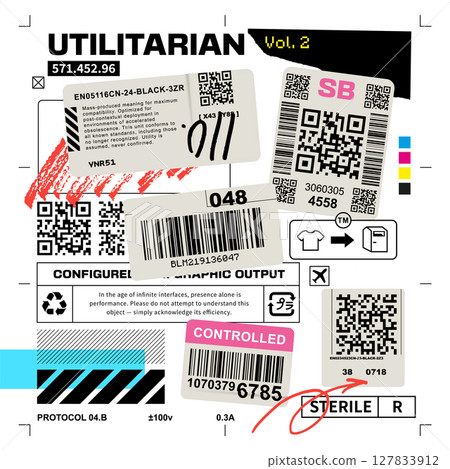 Raw Vector Collage with Packaging Symbols Raw Vector Collage with Packaging Symbols 127833912