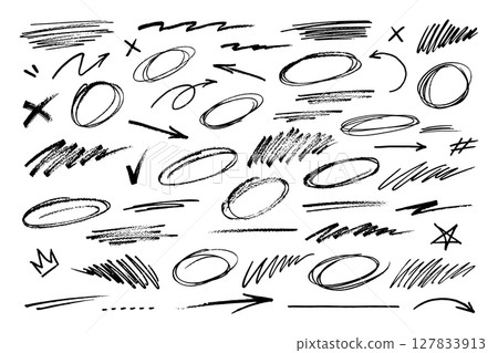 Hand Drawn Scribble Vector Elements Set 127833913