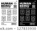 Human Being Label Care Tag Design with Icons 127833930