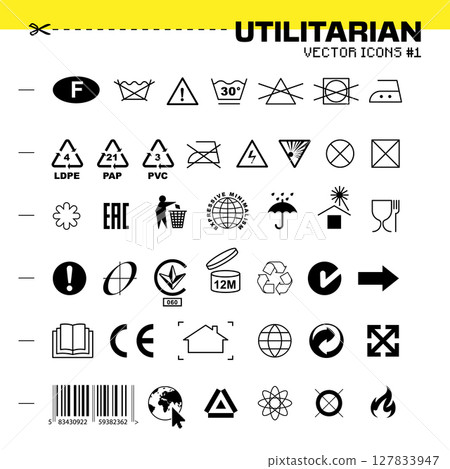 Clothing Label and Packaging Icons Vector Set Clothing Label and Packaging Icons Vector Set 127833947