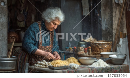 Traditional Italian Grandma Handmade Pasta A Culinary Journey Through Generations Authentic Mediterranean Cooking Artistry Heritage 127833964