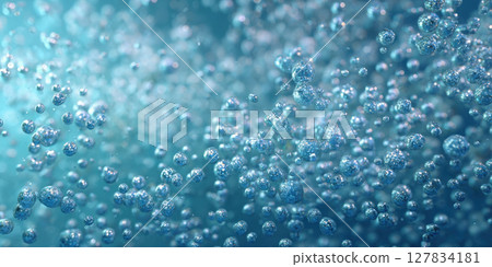 Captivating Aqua Bubbles Abstract Underwater World of Effervescent Air and Crystal Clear Water Dynamic Background for Freshness and Purity 127834181