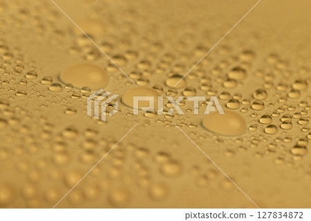 the surface covered with water droplets is not saturated yellow , a beautiful wet yellow film in a large number of water droplets the surface covered with water droplets is not saturated yellow , a beautiful wet yellow film in a large number of water droplets 127834872