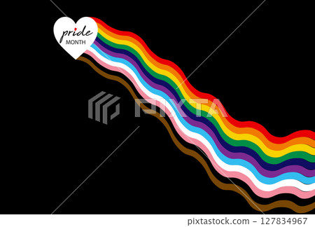 Pride month concept, rainbow heart, waves flag. Banner Pride symbol, LGBTQIA+, sexual minorities, gays and lesbians. Background Love is love, colorful icon isolated on black template Pride month concept, rainbow heart, waves flag. Banner Pride symbol, LGBTQIA+, sexual minorities, gays and lesbians. Background Love is love, colorful icon isolated on black template 127834967