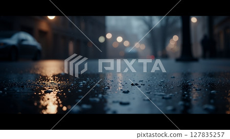 雨滴產生的漣漪，靜止的水面特寫 127835257