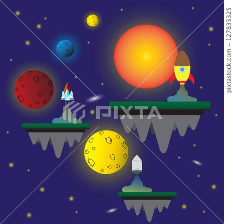 illustration of astronomy and cosmology, planets in the solar system, Solar system, Inner planets and Outer planets, The four inner system planets Mercury, Venus, Earth and Mars, Solar System illustration of astronomy and cosmology, planets in the solar system, Solar system, Inner planets and Outer planets, The four inner system planets Mercury, Venus, Earth and Mars, Solar System 127835325