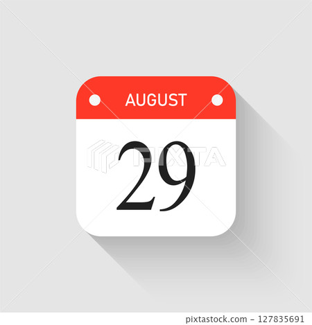 Vector icon page day calendar - 29 August month Vector icon page day calendar - 29 August month 127835691
