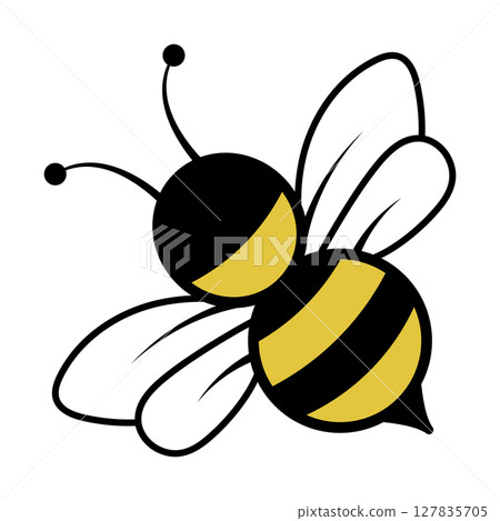 Cute Cartoon Bee Vector Illustration. This vector illustration features a delightful cartoon style bee, depicted in a simple yet expressive design. Cute Cartoon Bee Vector Illustration. This vector illustration features a delightful cartoon style bee, depicted in a simple yet expressive design. 127835705