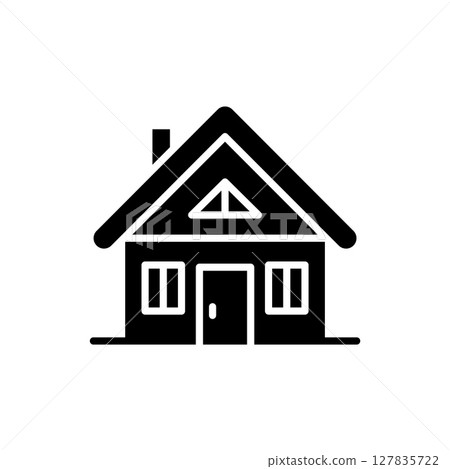 Minimalist Black House Icon on White Background. Minimalist Black House Icon on White Background. 127835722