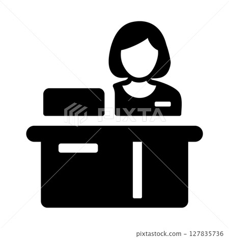 Cashier counter, receptionist (female) icon 127835736