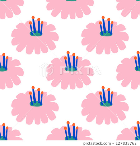 Seamless pattern with hand drawn cute owls characters. Childish adorable texture with cartoon owls in glasses. Vector illustration 127835762