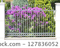 metal fence with arrows on the top 127836052