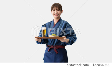 年輕女性居酒屋/餐廳工作人員 年輕女性居酒屋/餐廳工作人員 127836988
