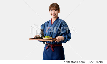 年輕女性居酒屋/餐廳工作人員 年輕女性居酒屋/餐廳工作人員 127836989