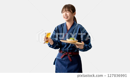 年輕女性居酒屋/餐廳工作人員 年輕女性居酒屋/餐廳工作人員 127836991