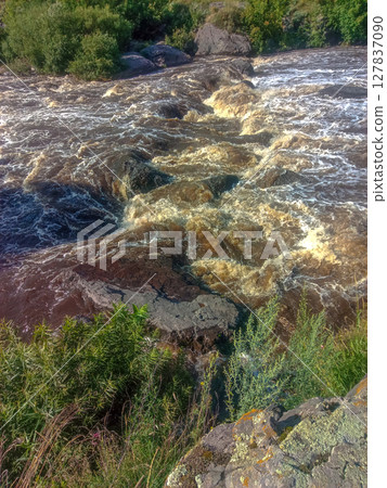 Rapids on a mountain river. Russia. South Urals Rapids on a mountain river. Russia. South Urals 127837090