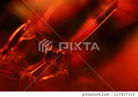 Oil production, brown bubbles in macro, texture of viscous black liquid, oil in laboratory 127837310