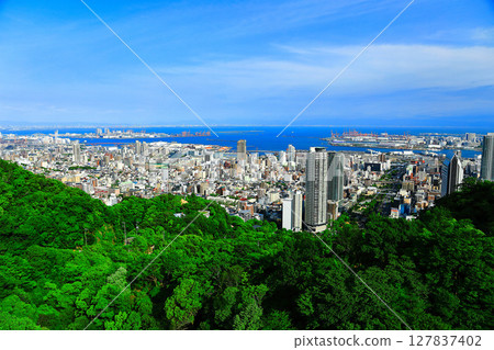 [兵庫縣]從神戶布引索道看到的神戶市 127837402