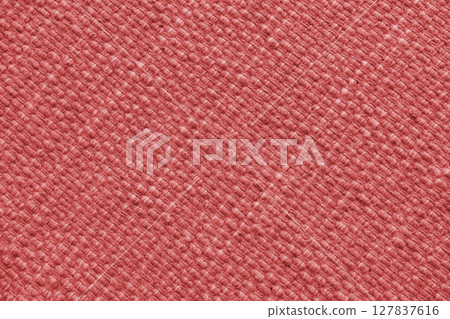 Texture of red natural fabric with large diagonal weaving. Upholstery, cloth background Texture of red natural fabric with large diagonal weaving. Upholstery, cloth background 127837616