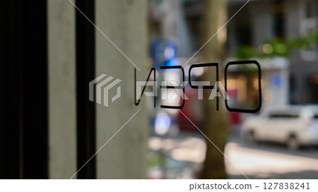 Storefront with open sign visible in a bustling city street Storefront with open sign visible in a bustling city street 127838241