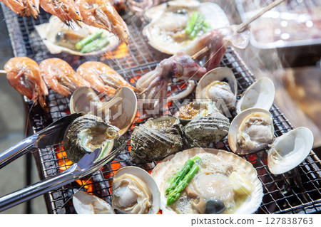 Seafood barbecue: Eat fresh seafood outdoors 127838763