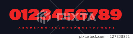 1 to 10 Bold numeric font, heavy rounded letters, strong athletic structure for game jersey branding, dynamic mood, youth culture appeal, energetic sports digits. Vector typeset 127838831