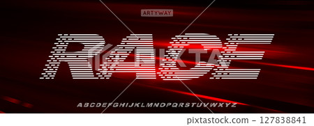 Racing digital alphabet, dynamic automotive letter set, cyber speed font for fast esport title, drift headline, action stripe typography, modern turbo performance typographic design. Vector typeset Racing digital alphabet, dynamic automotive letter set, cyber speed font for fast esport title, drift headline, action stripe typography, modern turbo performance typographic design. Vector typeset 127838841