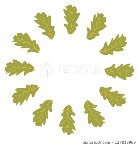 Autumn themed flat vector round frame with green leaves for creative designs. Hand drawn illustration for banners, cards, social media Autumn themed flat vector round frame with green leaves for creative designs. Hand drawn illustration for banners, cards, social media 127838969