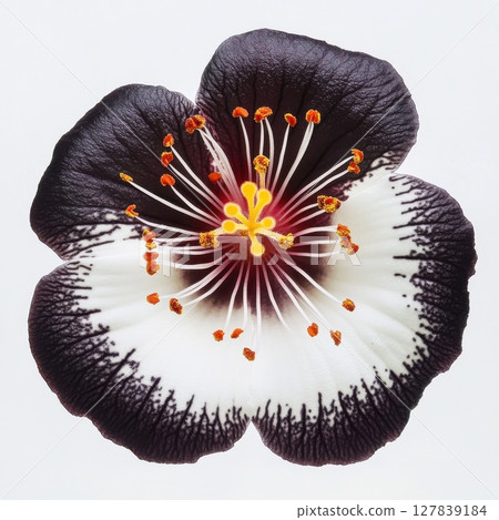 Elegant Dark Purple White Flower Blossom Detailed Macro Shot art rare petal bloom plant image color Elegant Dark Purple White Flower Blossom Detailed Macro Shot art rare petal bloom plant image color 127839184