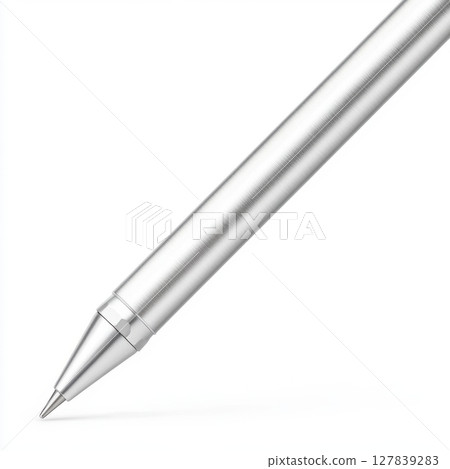 Elegant Brushed Metal Pen Silver Writing Tool Office Supply Design 3d grey style clean image white 127839283