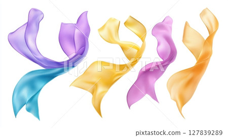Abstract Colorful Fabric Swirls Elegant Flowing Silky Textile Design Background art soft blue pink 127839289