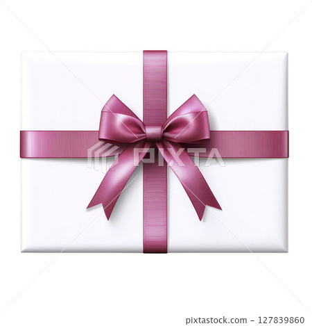 Beautifully wrapped gift box with shiny pink ribbon and bow, perfect for special occasions like birthdays or anniversaries, conveying sense of celebration and joy Beautifully wrapped gift box with shiny pink ribbon and bow, perfect for special occasions like birthdays or anniversaries, conveying sense of celebration and joy 127839860
