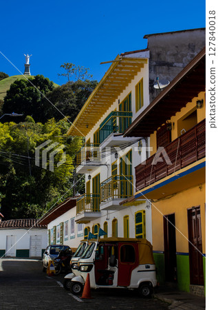 Beautiful streets of the Heritage Town of Jerico located in the Department of Antioquia in Colombia. Beautiful streets of the Heritage Town of Jerico located in the Department of Antioquia in Colombia. 127840018