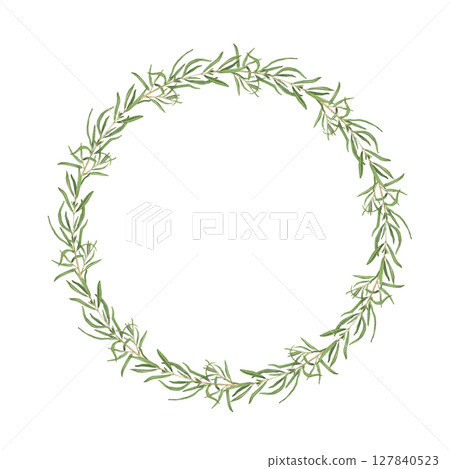 Watercolor frame of rosemary.Hand-drawn clip-art on white background. Delicate realistic images of herbs for packaging, textiles, printing, holiday cards,wedding,menu Watercolor frame of rosemary.Hand-drawn clip-art on white background. Delicate realistic images of herbs for packaging, textiles, printing, holiday cards,wedding,menu 127840523