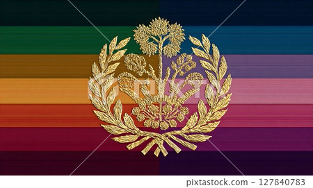 Colorful Abstract Flag Design with Bold Patterns 127840783
