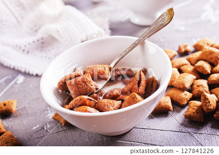 dry breakfast in white bowl 127841226