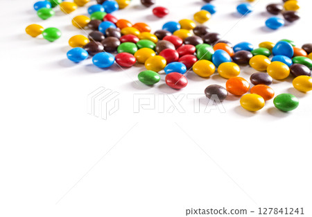 Multi-colored sweet candies (confectionery) of different colors. Multi-colored sweet candies (confectionery) of different colors. 127841241