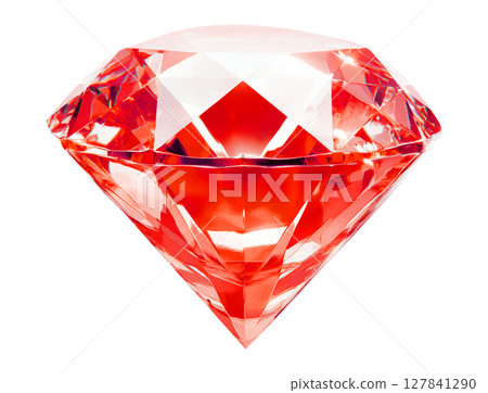 Red faceted stone on transparent background 127841290