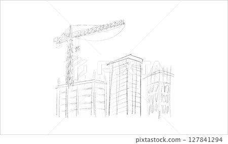 Building crane sketch 127841294